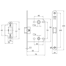 PESTILLO AMIG 3000U 50x70 ACERO CROMO MATE