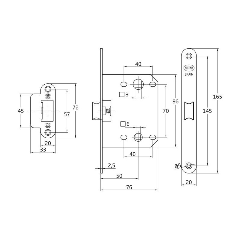 PESTILLO AMIG 3000U 50x70 ACERO LATONADO