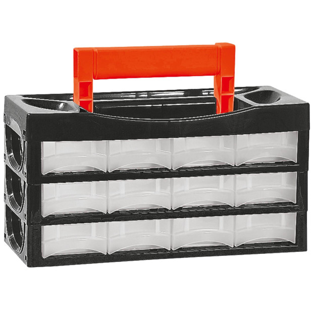 ORGANIZADOR 12 CAJONES PEQ. C/ASA 31,8x13,5x16,5cm.