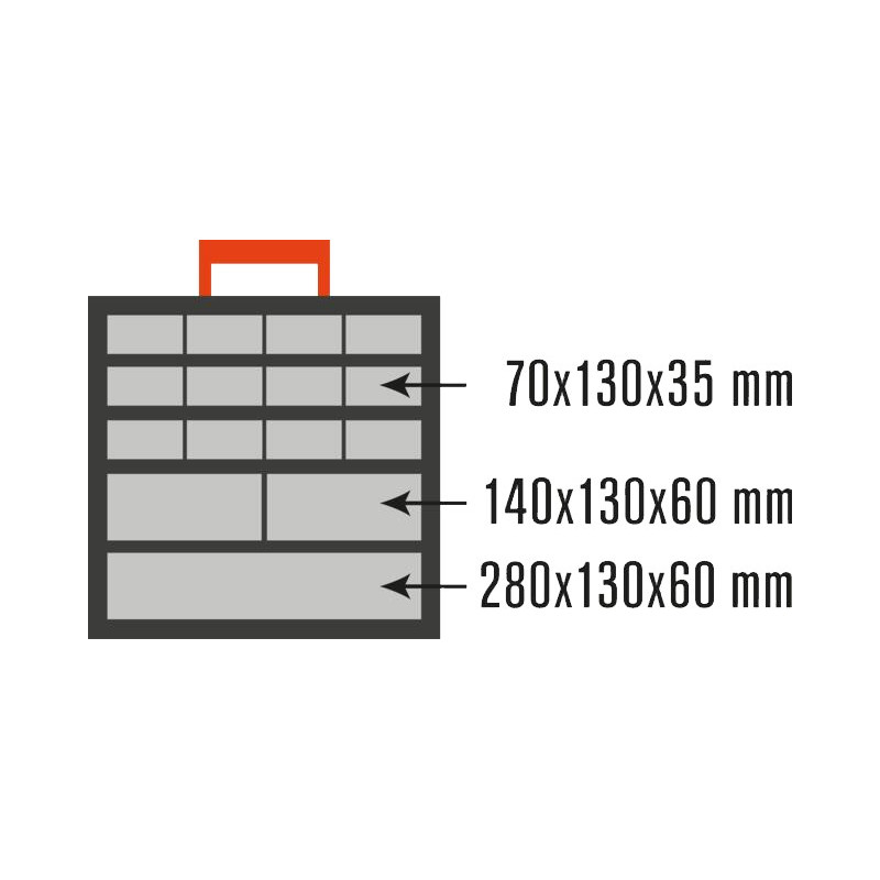ORGANIZADOR 15 CAJONES PEQ. C/ASA 31,8x13,5x31cm.