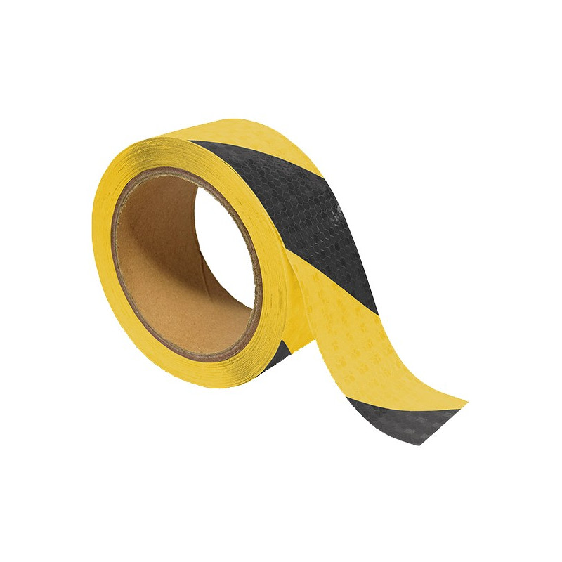 CINTA REFLECTANTE ADHESIVA 5CMx10M NEGRO-AMARILLO