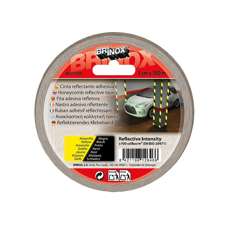 CINTA REFLECTANTE ADHESIVA 5CMx10M NEGRO-AMARILLO