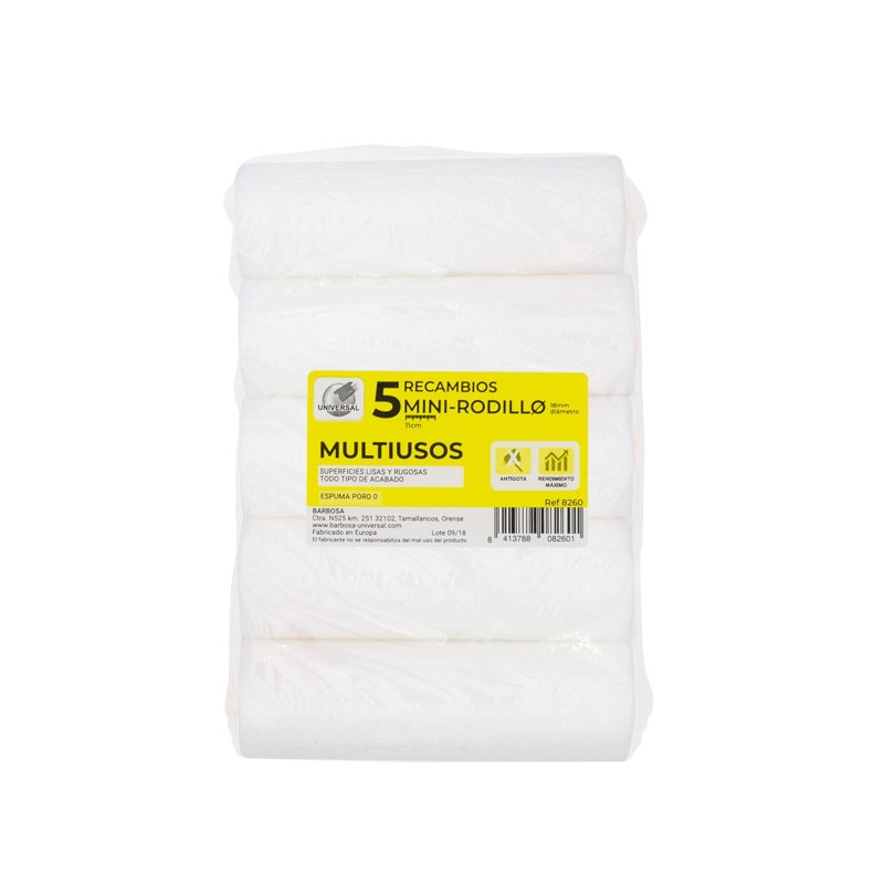 PACK 5 MINI RODILLO ESPUMA PORO 11CM