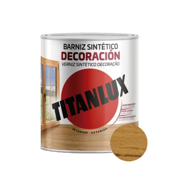 TITANLUX BARNIZ SINTETICO BRILLANTE ROBLE 750ML
