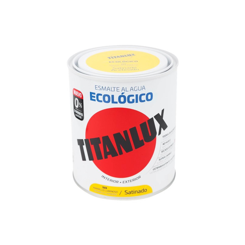 TITANLUX ESMALTE AL AGUA SATINADO AMAR. LUMINOSO 750ML
