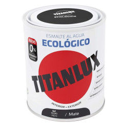 TITANLUX ESMALTE AL AGUA MATE NEGRO 750ML