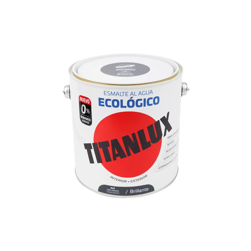 TITANLUX ESMALTE AL AGUA BRILLANTE GRIS MEDIO 2,5LTS
