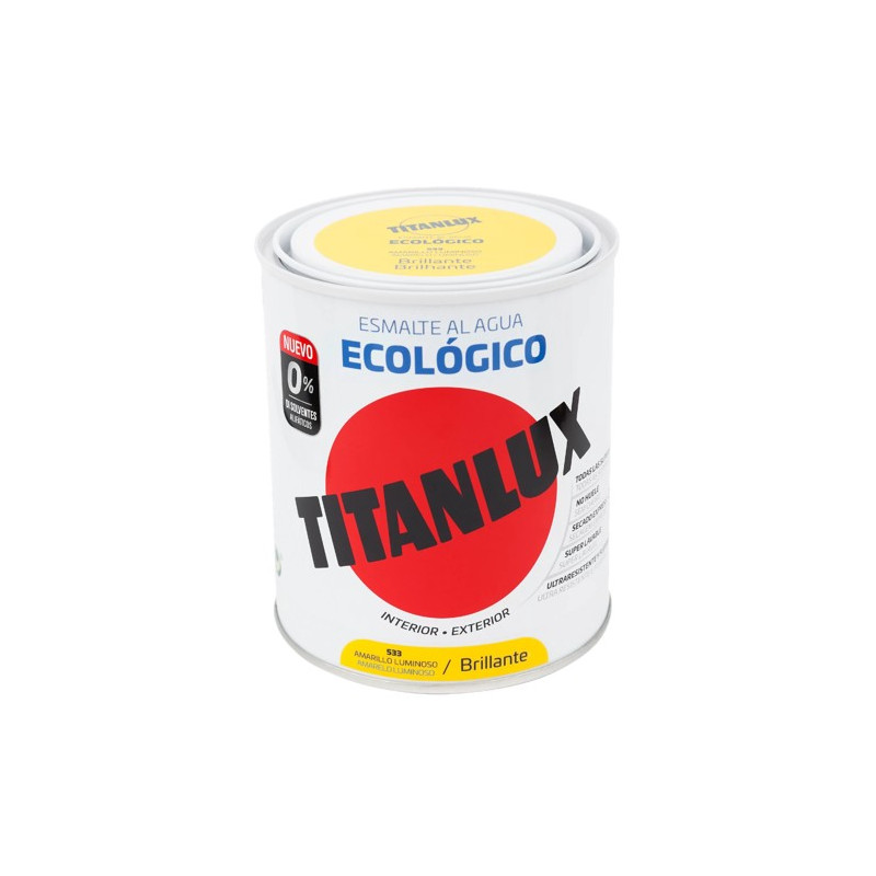 TITANLUX ESMALTE AL AGUA BRILLANTE AMARILLO LUM. 750ML