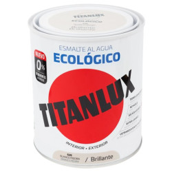 TITANLUX ESMALTE AL AGUA BRILLANTE BLANCO PIEDRA 750ML