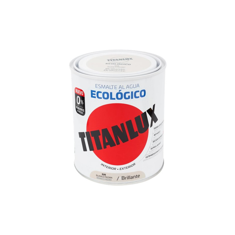 TITANLUX ESMALTE AL AGUA BRILLANTE BLANCO PIEDRA 750ML