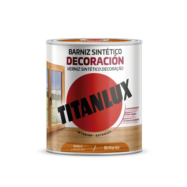 TITANLUX BARNIZ SINTETICO BRILLANTE ROBLE 250ML