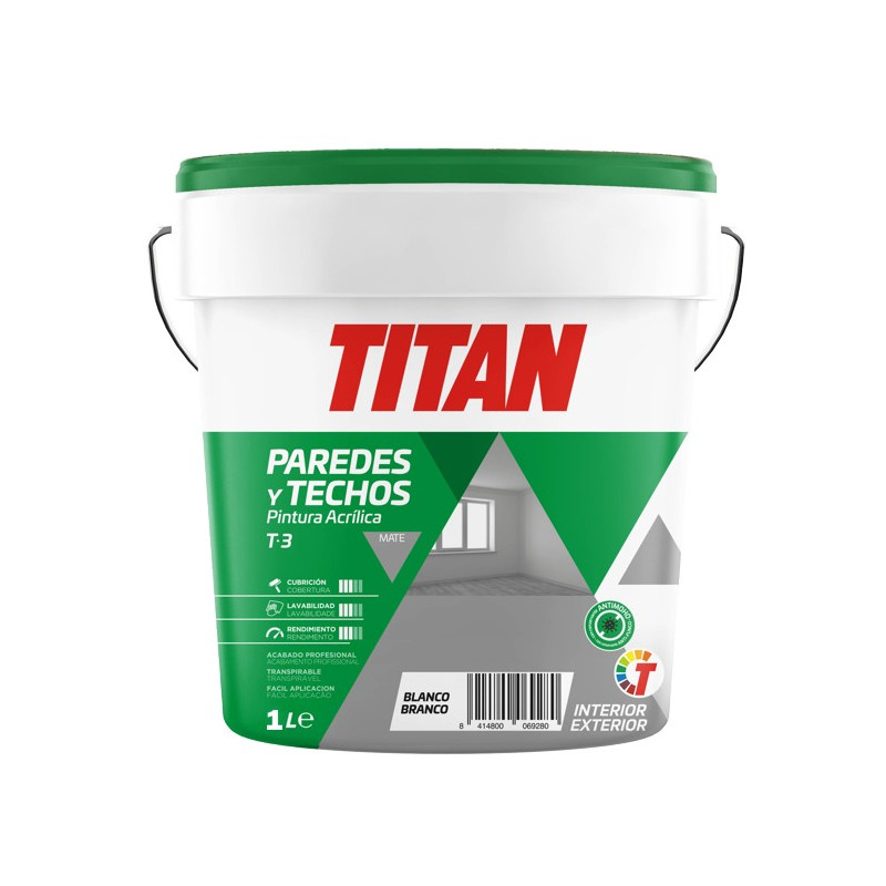 PINTURA ACRIL. MATE T-3 BLANCO 1LTS