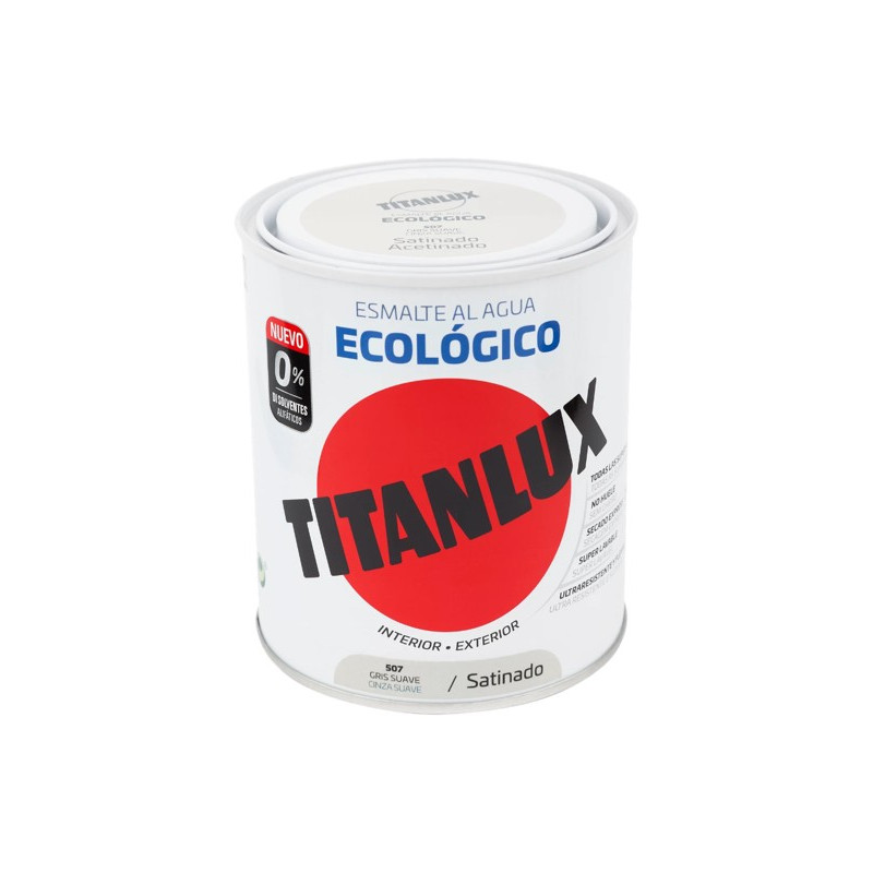 TITANLUX ESMALTE AL AGUA SATINADO GRIS SUAVE 750ML
