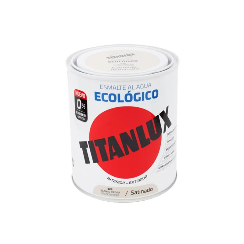 TITANLUX ESMALTE AL AGUA SATINADO BLANCO PIEDRA 750ML