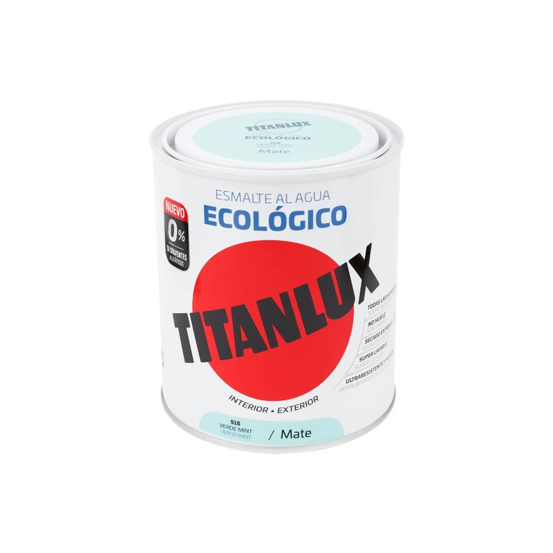 TITANLUX ESMALTE AL AGUA MATE VERDE MINT 750ML
