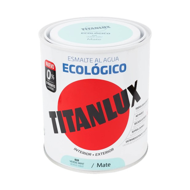 TITANLUX ESMALTE AL AGUA MATE VERDE MINT 750ML