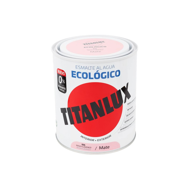 TITANLUX ESMALTE AL AGUA MATE ROSA FLAMINGO 750ML