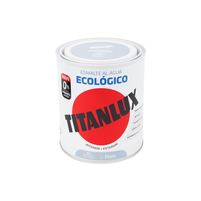 TITANLUX ESMALTE AL AGUA MATE GRIS PERLA 750ML