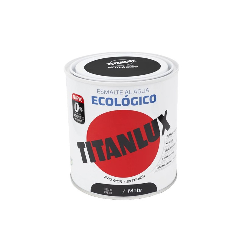 TITANLUX ESMALTE AL AGUA  MATE NEGRO 250ML