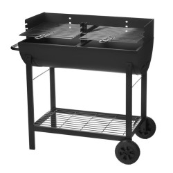 BARBACOA CARBON-LEÑA RECT.ACERO 86x47x94CM