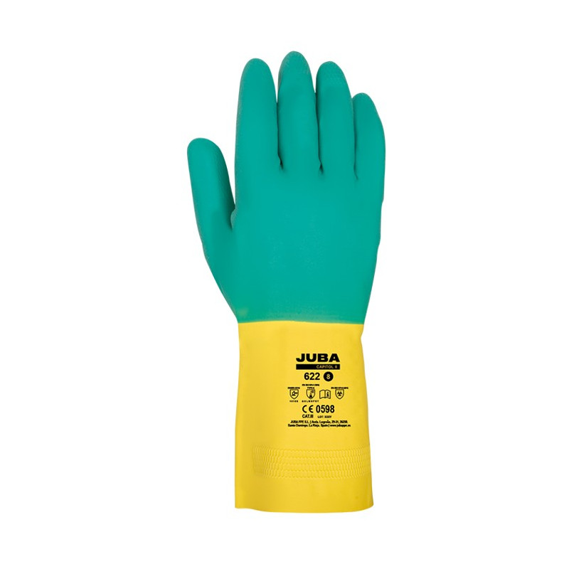GUANTE CAPITOL II BICOLOR LATEX FLOCADO T.9