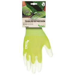 GUANTE NYLON VERDE PALMA PU BLANCA T.8
