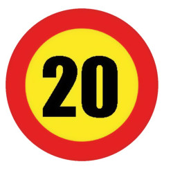 SEÑAL DE BOLSA LIMITE DE VELOCIDAD 20KM/H 70x70CM