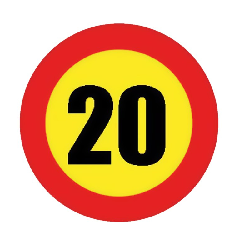 SEÑAL DE BOLSA LIMITE DE VELOCIDAD 20KM/H 70x70CM