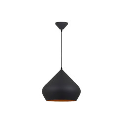 LAMPARA TECHO COLGANTE E27 60W NEGRO-ORO 35x35x184CM
