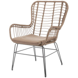 SILLÓN ALTO ARIKI ACERO-RATTÁN PE 63X67X97CM