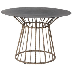 MESA COMEDOR ARIKI ACERO-RATTÁN PE 110X71,50CM