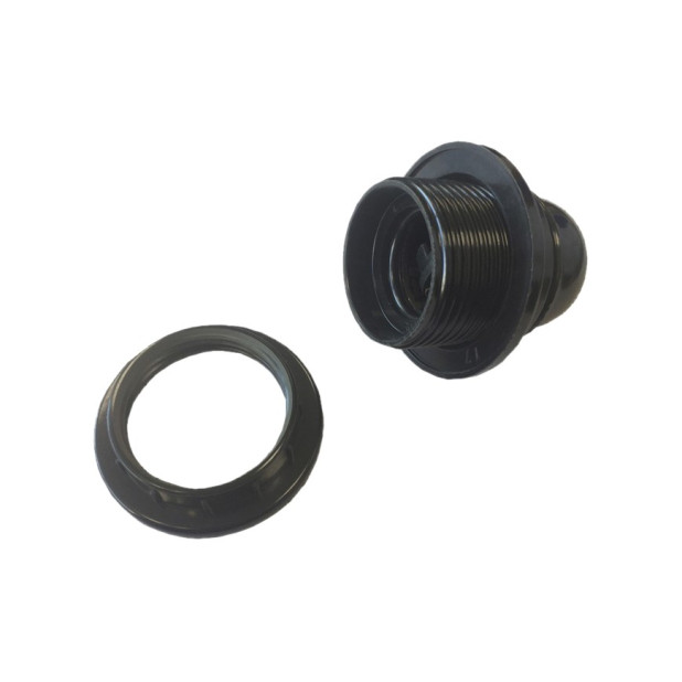 PORTALAMPARA ROSCA EXT C/DOBLE ARANDELA NEGRA