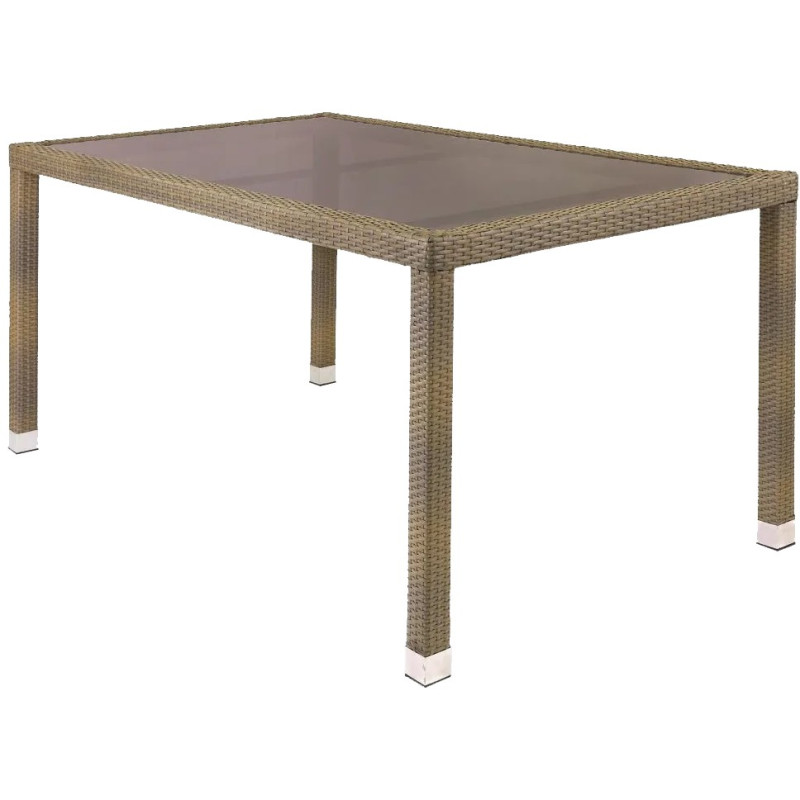 MESA JARDIN RATTAN CRISTAL TOPO  160X90X76CM