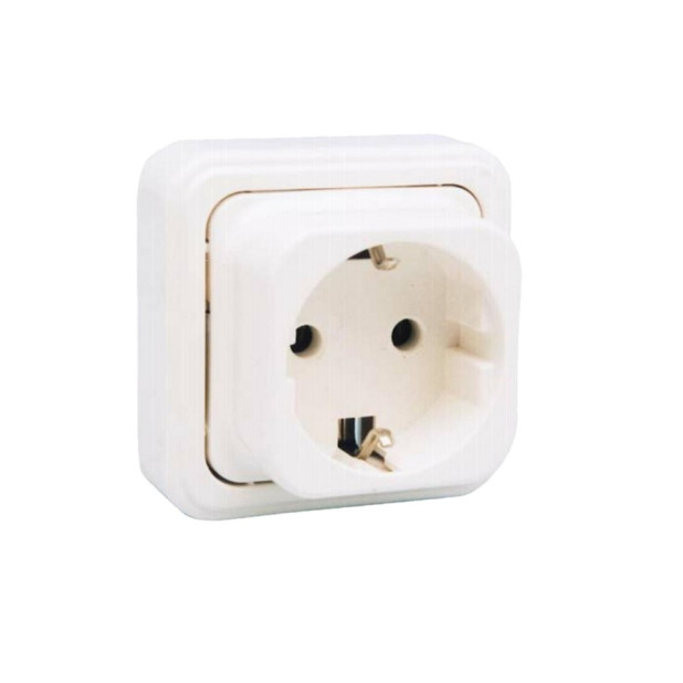 BASE ENCHUFE SUPERFICE T/T BLANCO 10-16A.