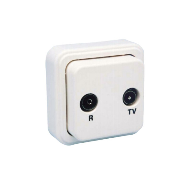 TOMA SUPERFICIE RADIO Y T.V BLANCO 10A 250V
