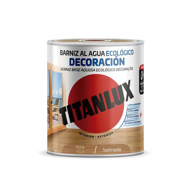 TITANLUX BARNIZ AL AGUA SATINADO TECA 750ML