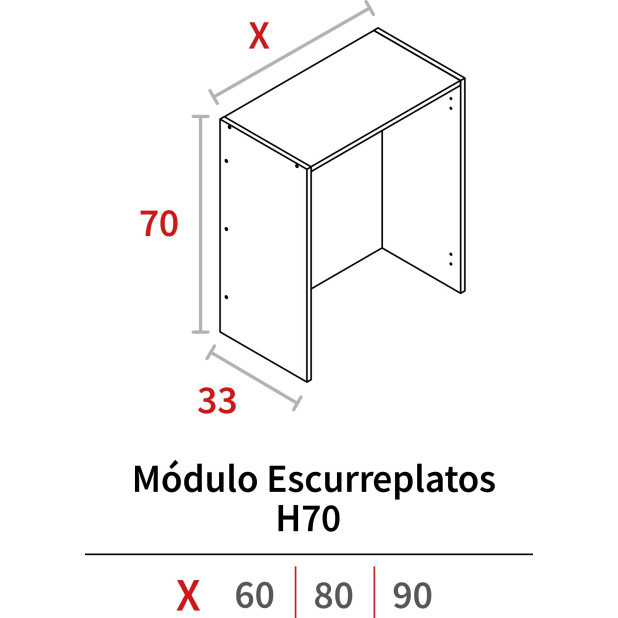 MODULO ESCURRIDOR ALTO 700x800x330 BLANCO HIDR.