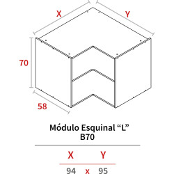 MODULO ESQUINAL BAJO 700x950 BLANCO HIDR.