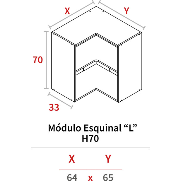 MODULO ESQUINAL ALTO 700x650 BLANCO HIDR.