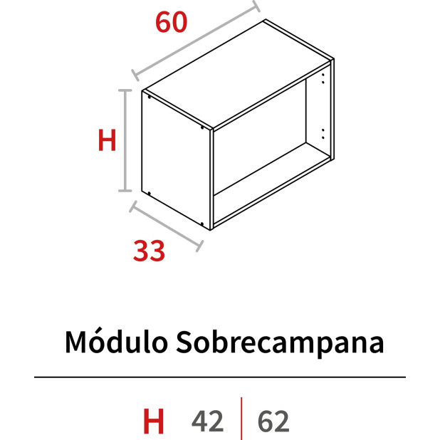 MODULO SOBRECAMPANA 620x600x330 BLANCO HIDR.