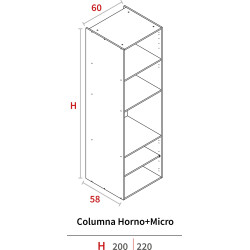 COLUM.HORNO-MICRO 2200x600x580 BLANCO HIDR.