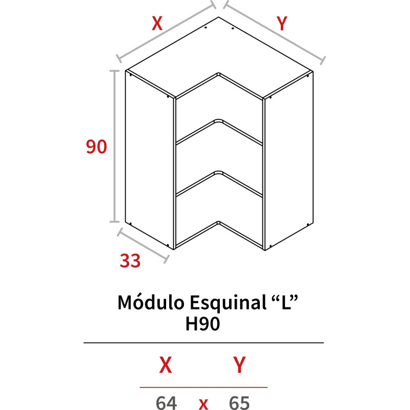 MODULO ESQUINAL ALTO 900x650 BLANCO HIDR.