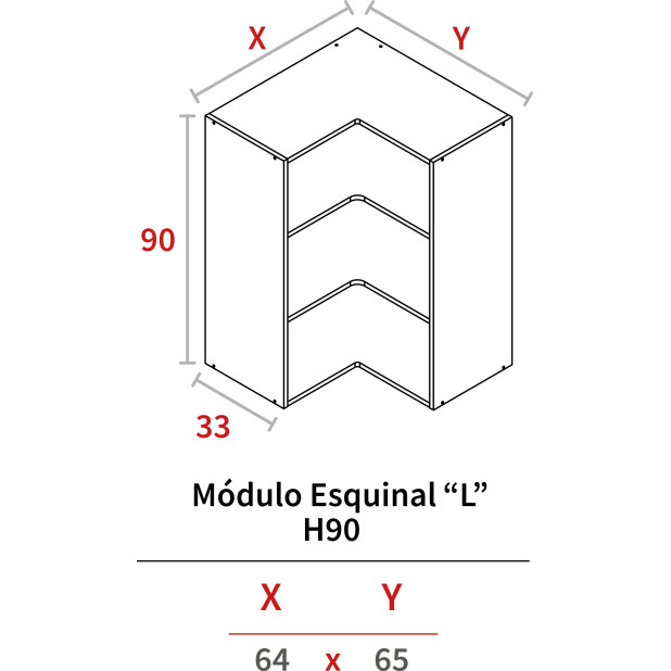 MODULO ESQUINAL ALTO 900x650 BLANCO HIDR.