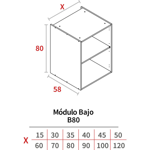MODULO BAJO 800x1000x580 BLANCO HIDR.