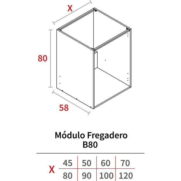 MODULO FREGADERO 800x1000x580 BLANCO HIDR.