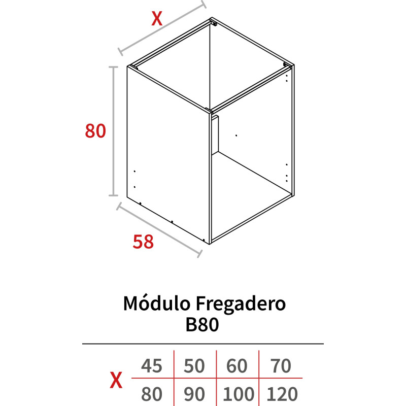 MODULO FREGADERO 800x1200x580 BLANCO HIDR.