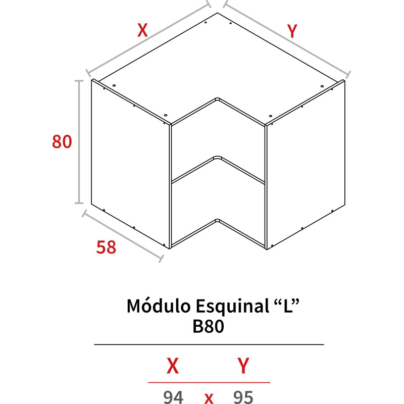 MODULO ESQUINAL BAJO 800x940x950 BLANCO HIDR