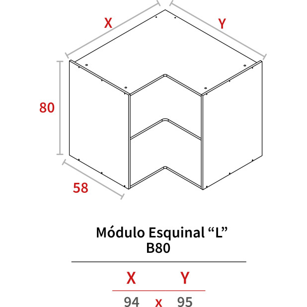 MODULO ESQUINAL BAJO 800x940x950 BLANCO HIDR