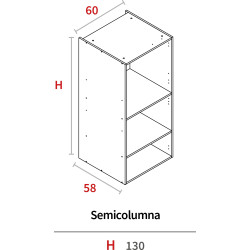 SEMICOLUMNA 1300X600X580 BLANCO HIDR.