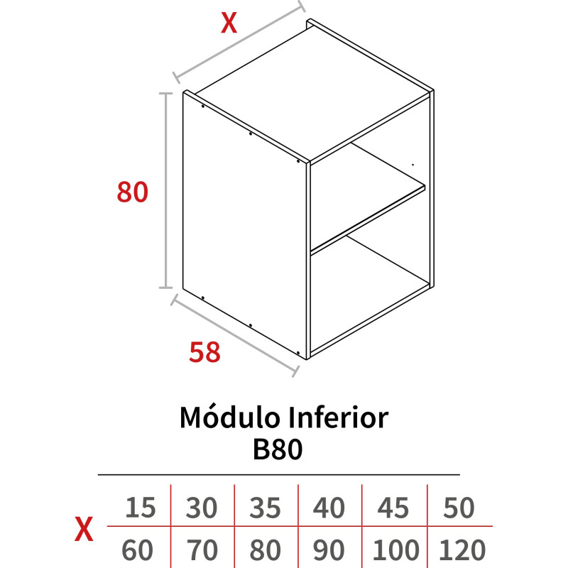 MODULO BAJO 800X350X580 GRIS HIDR.